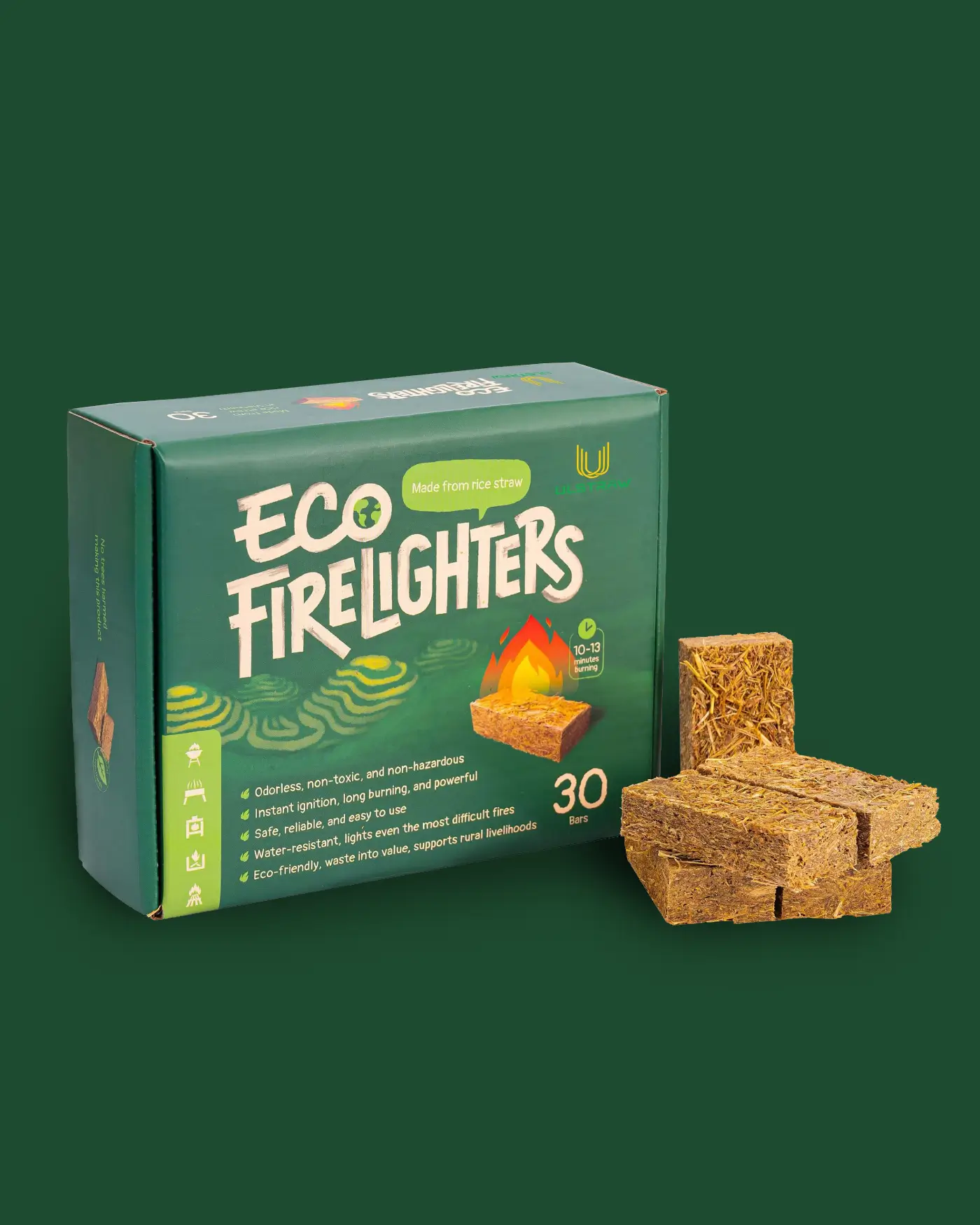 Ulstraw Eco Firelighters 30 Bars pack