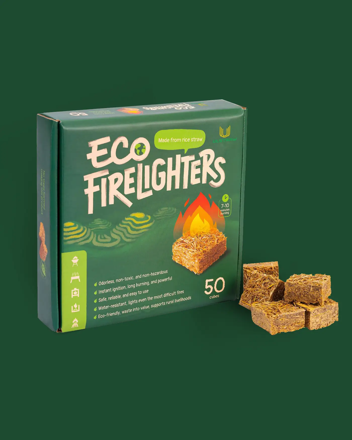 Ulstraw Eco Firelighters 50 Cubes pack